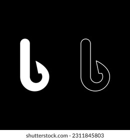Hook set icon white color vector illustration image solid fill outline contour line thin flat style
