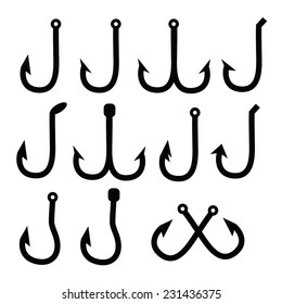 hook set icons, black hook