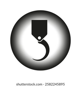 Hook symbol icon. Industrial crane hook. Circular lifting tool. Vector machinery illustration.