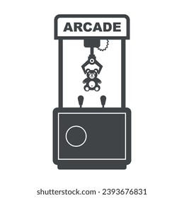 hook with a toy in an arcade machine. flat vector illustration.