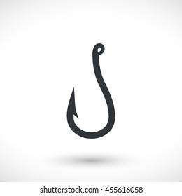 Hook vector icon. Graphic symbol for web design, logo. Gray glyph on a white background. Isolated sign.