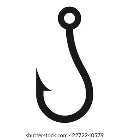 Hook vector silhouette icon isolated on white background, simple hook illustration, abstract web design element.