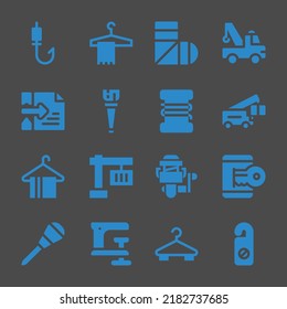 hook web icons. Fishing rod and Hanger, Crane and Crane symbol, vector signs