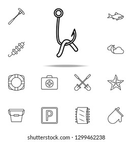 hook with a worm icon. Camping icons universal set for web and mobile