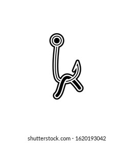hook with a worm icon. Simple glyph, flat vector of camping icons for ui and ux, website or mobile application