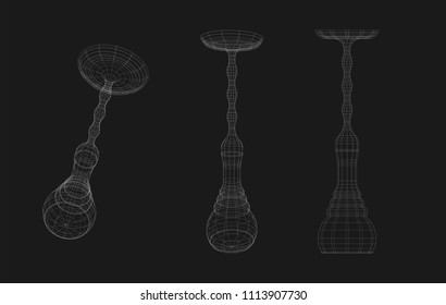 Hookah 3d draft render perspective