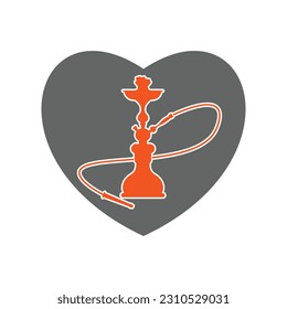 Hookah Arabian Shisha inside a shape of love heart design vector illustration