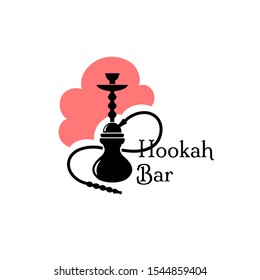 Hookah bar logo design isolated illustration