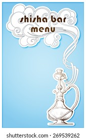 Hookah Bar menu. Linear drawing isolated on a white plate imitating cardboard cutout. EPS10 vector illustration.