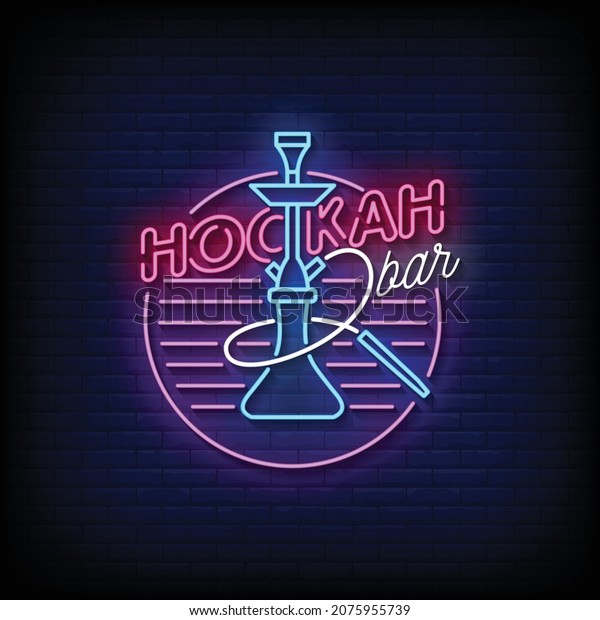 Hookah Bar Neon Signs\
Style Text Vector