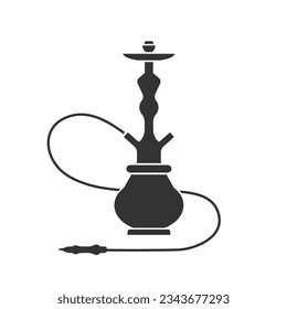 Hookah black glyph icon. Sheesha house. Hooka accessories shop. Nargile lounge. Odor from pipe. Scent of vaporizing. Smoking area. Silhouette symbol on white space. Vector 