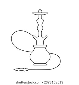 Hookah black glyph line icon. Sheesha house. Hooka accessories shop. Nargile lounge. Odor from pipe. Scent of vaporizing. Smoking area. Silhouette symbol on white space. Vector