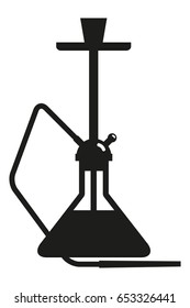 Hookah black icon on white background. Smoking accessory. Vector design element 