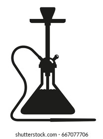 Hookah black icon on white background. Smoking accessory. Vector design element 