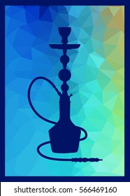 Hookah black silhouette with live coals. Vector illustration. Banner, business card or menu design