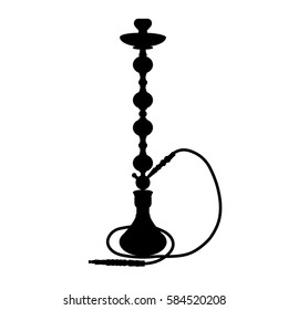 Hookah black silhouette. Vector illustration isolated on white.