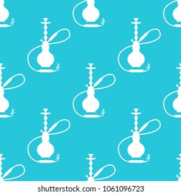 hookah, blue vector seamless pattern. shisha, hooka, bong, kalian. 