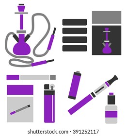 Hookah, cigarette, electronic cigarette icon. Vector illustration