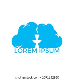 Hookah and cloud logo design. Vintage sheesha logo. Lounge cafe emblem. Arabian bar or house, shop vector design template.