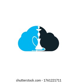Diseño del logo de Hookah y cloud. Logo de la vintage sheesha. Emblema de la cafetería salón. Barra o casa árabe, plantilla de diseño de vector de tienda.