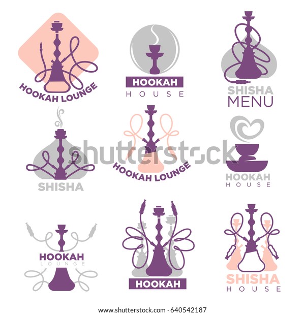 Hookah Club Logo Labels Set Isolated Stock Vector (Royalty Free) 640542187