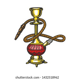 Hookah color sketch engraving vector illustration. Scratch board style imitation. Hand drawn image.