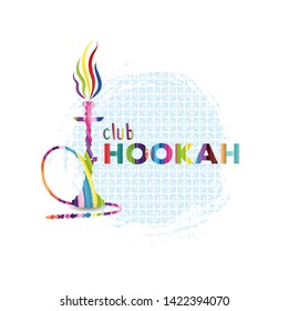 Hookah colorful vector illustration with paintbrush strokes. Turkish lifestyle traditional culture. Hookah club advertising.