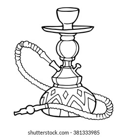 Hookah, decorative contour drawing on a white background.
