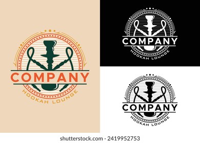 Hookah emblem illustration vector logo design