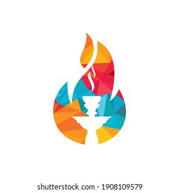 Hookah fire vector logo design. Arabian bar or house, shop vector design template.	