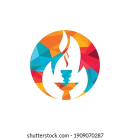 Hookah fire vector logo design. Arabian bar or house, shop vector design template.	