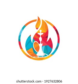 Hookah fire vector logo design. Arabian bar or house, shop vector design template.	