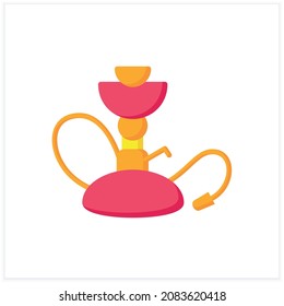 Hookah flat icon. Hookah bar, shop. Smoke bar. Lounge. Restaurant, night club, bar menu. Cocktail party and drinking establishment concept. 3d vector illustration