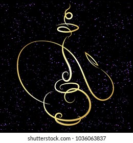 Hookah gold on a black background abstract