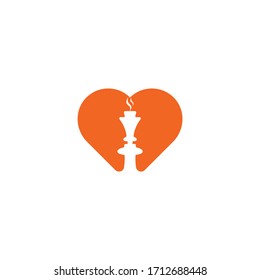 Hookah heart shape concept logo design. Hookah and shisha logo