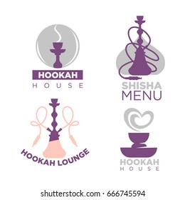 Hookah house logotypes colorful set isolated on white