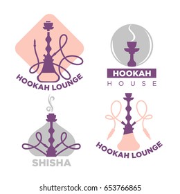 Hookah House Or Shisha Lounge Bar Vector Icons Set