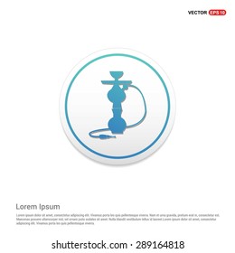 Hookah icon - abstract logo type icon - turquoise icon on white button background. Vector illustration
