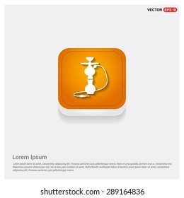 Hookah icon - abstract logo type icon - Orange abstract 3d button with light board and shadow on gray background. Vector illustration