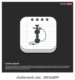 Hookah icon - abstract logo type icon - glossy notepad book icon button background. Vector illustration