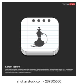 Hookah icon - abstract logo type icon - glossy notepad book icon button background. Vector illustration