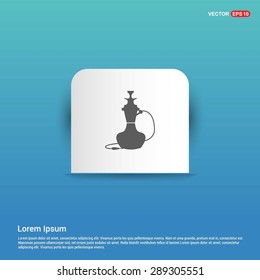 Hookah icon - abstract logo type icon - white sticker on blue background. Vector illustration