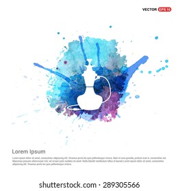 Hookah icon - abstract logo type icon - Blue water color Paint splash beautiful background. Vector illustration
