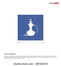 Hookah icon - abstract logo type icon - blue sticker background. Vector illustration