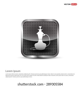 Hookah icon - abstract logo type icon - Realistic Silver metal button abstract background. Vector illustration