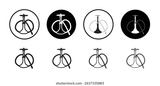 Hookah icon Black line art vector logo set