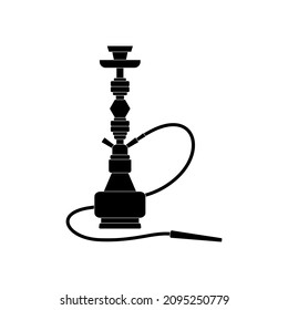 The hookah icon is a black smoking device on a white background. Vector image.