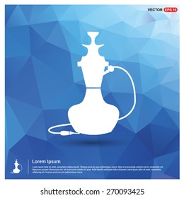 Hookah icon. Blue geometric pattern, triangles background, polygonal design. Polygon geometric. Vector illustration