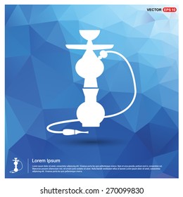 Hookah icon. Blue geometric pattern, triangles background, polygonal design. Polygon geometric. Vector illustration