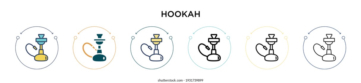 Hookah icon in filled, thin line, outline and stroke style. Vector illustration of two colored and black hookah vector icons designs can be used for mobile, ui, web